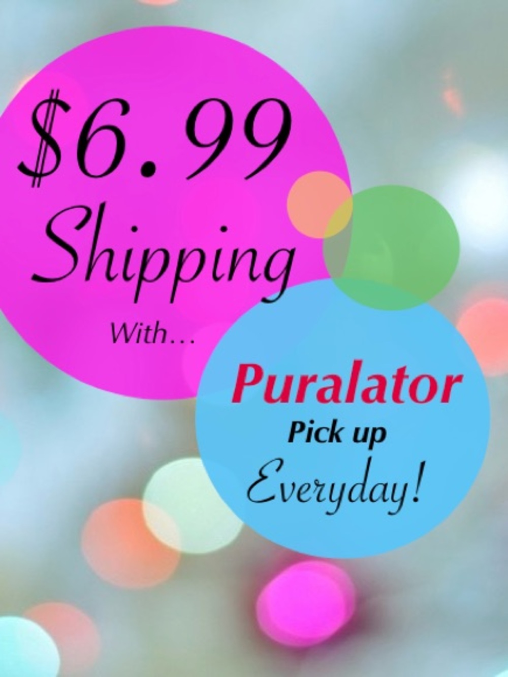 $6.99 shipping with Puralator Pick-Up